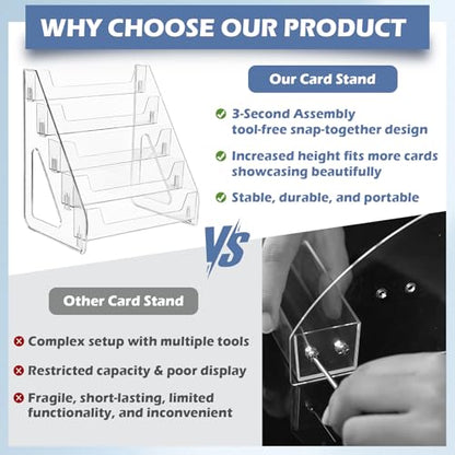 CELSOL Upgraded 5 Tier Acrylic Card Display Stand, Clear Display for Greeting Cards, Sports Cards, Postcards, Stickers & Brochures, Easy Snap-On, Increased Height & Thickness for Better Presentation - size: 5 Tier 1 Pack