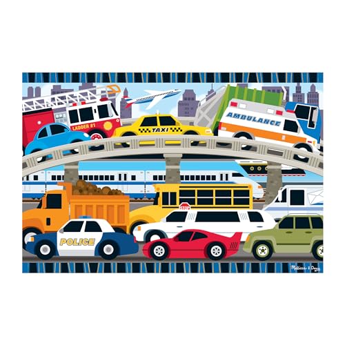Melissa & Doug Traffic Jam Jumbo Floor Puzzle (24 Pieces, 2 x 3 Feet), Vehicle-Themed Jigsaw Puzzle for Preschoolers and Kids Ages 3+ - FSC Certified - size: 11.65 x 9.25 x 3.05, style: Traffic Jam Floor Puzzle - 24 Pieces