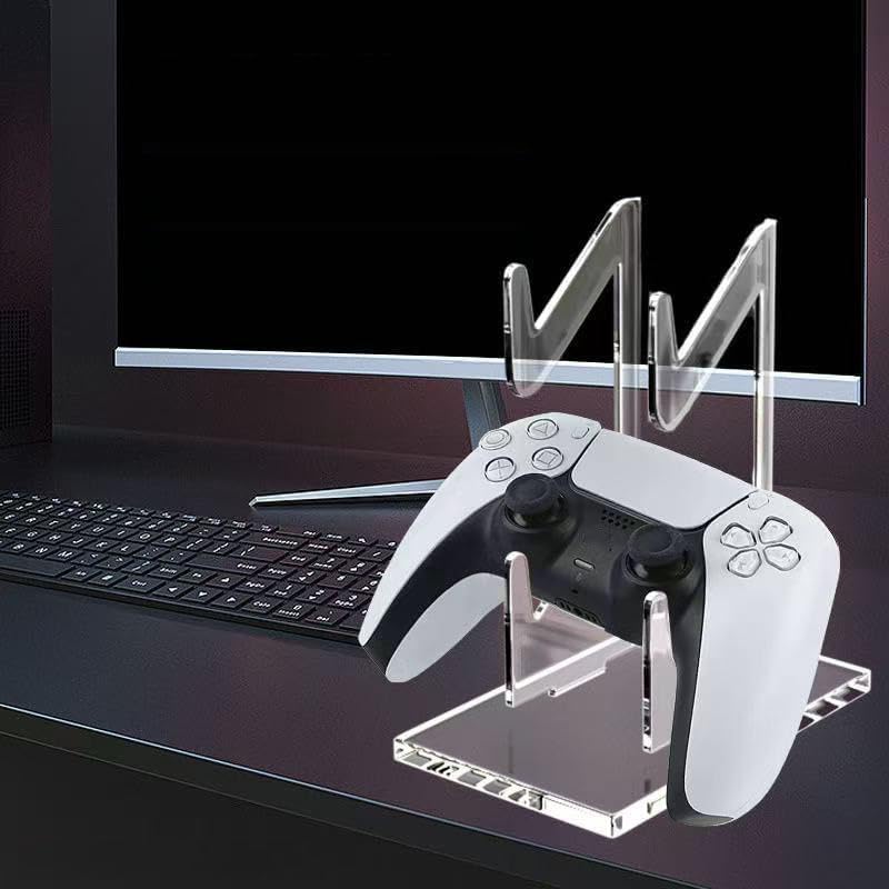 Game Controller Holder 2 Tiers - Universal Dual Controller & Headphone Stand, Acrylic Clear Display Stand Compatible with Nintendo Switch, Xbox, PS5, PS4 - Desk Mounts - size: 2 Tiers