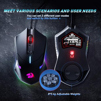 Redragon S101-3 PRO Gaming Keyboard and Mouse, RGB Backlit Programmable Keyboard Mouse with Software, Independent Macro Record Keys, Value Combo Set, New Update Version - color: Black