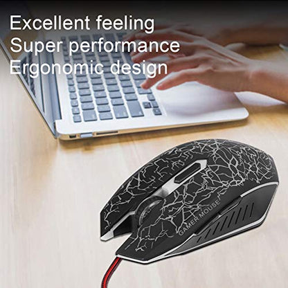Brrnoo Ergonomic Wired Gaming with RGB Breathing Lights, Optical Sensor & DPI for PC, Laptop & Desktop