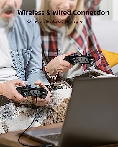 Forty4 Wireless Gaming Controller, Game Controller for PC Windows 7/8/10/11, PS3, Switch, Dual-Vibration Joystick Gamepad for Computer
