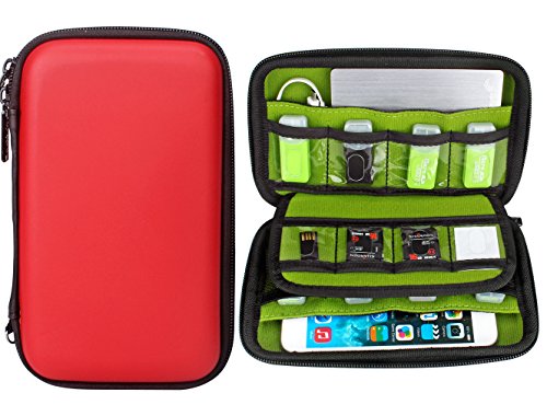 Aprince Digital Gadget Case Waterproof Memory Card Case, Designed for External Hard Drive,USB Flash Drives,Power Banks - Best for Traveling - color: Red