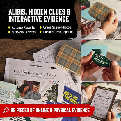 Hunt A Killer: Lakeside Slaughter, Immersive Murder Mystery Game, Interactive Crime Solving Experience, 90–120 Min Playtime, Ages 14+, Gifts for Mom - style: Lakeside Slaughter