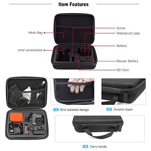 TEKCAM Action Camera Carrying Case Protective Storage Bag Compatible with Gopro Hero 13 12 11 10 9 8 7/AKASO EK7000/Brave 4/Brave 7 LE/Brave 8/APEXCAM/Dragon Touch Action Camera (Medium) - color: Case-Medium