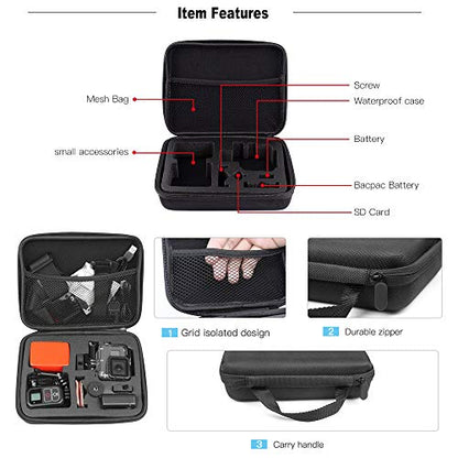 TEKCAM Action Camera Carrying Case Protective Storage Bag Compatible with Gopro Hero 13 12 11 10 9 8 7/AKASO EK7000/Brave 4/Brave 7 LE/Brave 8/APEXCAM/Dragon Touch Action Camera (Medium) - color: Case-Medium