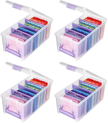ArtBin Semi Satchel 휴대용 공예 정리함, 칸막이 3개 포함 - 미술 및 공예 용품을 위한 투명 플라스틱 보관 케이스 (4팩) - color: 퍼플., size: Pack of 4