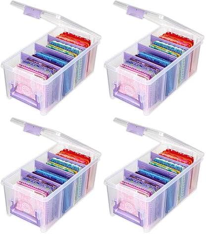 ArtBin Semi Satchel 휴대용 공예 정리함, 칸막이 3개 포함 - 미술 및 공예 용품을 위한 투명 플라스틱 보관 케이스 (4팩) - color: 퍼플., size: Pack of 4