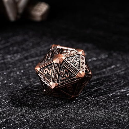 7-Piece Metal Dice Set Metallic Polyhedral DND Dice Set | Mayan-Themed Zinc Alloy Compatible with Dungeons and Dragons Tabletop Gaming, Gift, and Collecting - color: Mayan-themed-antique Copper