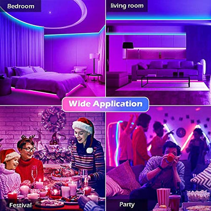 MIHEAL Led Strip Lights Kit 65.6ft 5050 SMD RGB Flexible LED Tape Lights with UL Power Supply IR Remote Controller for Under Cabinet Lighting Bedroom, Living Room - color: Black