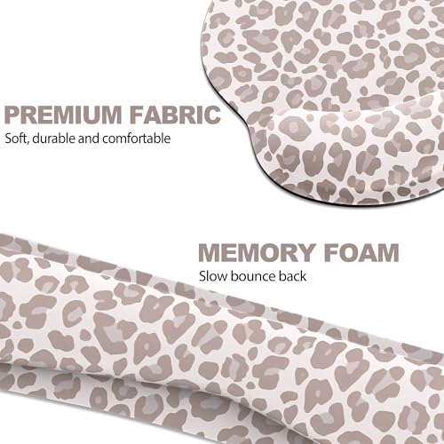Ergonomic Mouse Pad with Wrist Rest and Keyboard Wrist Rest, Mousepad and Wrist Rest for Computer Keyboard, Pain Relief, Non-Slip Rubber Base, Mouse Pad with Wrist Support for Gaming, Leopard - color: Leopard