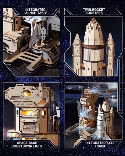 ROKR 3D Puzzles for Adults DIY Space Shuttle | Moving Building Model with Light, Airplane Wooden Puzzles, Desk Decor, Engineering Gifts for Adults Men 14+, STEM Project