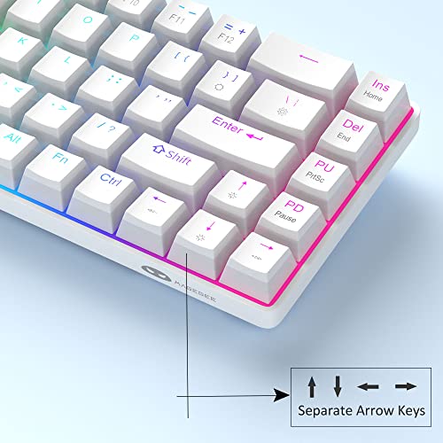 MageGee Portable 60% Mechanical Gaming Keyboard, Red Switch, PBT Pudding Keycaps RGB Backlit Compact 68 Keys Mini Wired Office Keyboard for Windows Laptop PC - White - color: Ivory White /Red Switch