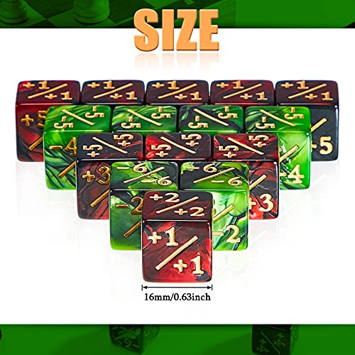 Sumind 48 Pcs Counter Dice -1/+1 Counters Ability Keyword Counters Buff Tokens 6 Sided Dice Gifts Compatible with CCG TCG Cards Gaming Accessory (Delicate Style) - style: Delicate Style