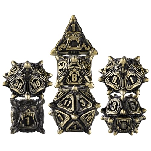 Surpass DND Metal dice polyhedral DND Dragon dice for Dungeons and Dragons (Bronze) - color: Bronze