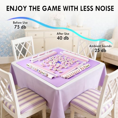 Purple 31.5" Crease-Free Non-Slip Noise Reduction Mahjong Mat | American Mahjong Table Cover with Carrying Bag for Poker Card Games Dominoes & Board Games - color: Purple