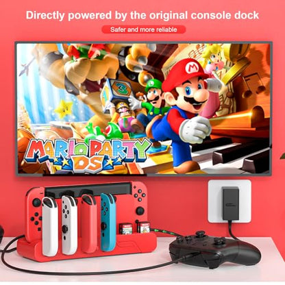 Switch Charging Dock - Mario Red Edition & Switch Model Joycon, Charges up to 6 Joycons with Game Card Storage Stand - color: Mario Red Edition