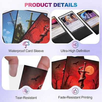 UAONO MTG Card Sleeves 100ct (Fear) Fantasy Art Card Sleeves Deck Protector, Clear Front & Matte Textured Back Sleeves for Magic The Gathering TCG - color: Fear