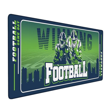 Football Desk Mat, Large Stitched Edges Gaming Mouse Pad, Blue Green City Design Keyboard Mat for Laptop Computer Desktop - 31.5x12 Inch for Football Fans - color: Blue Green Football