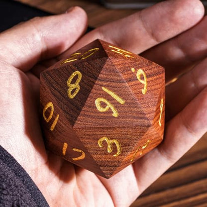 50mm Large D20 Dice Red Sandalwood 20 Sided Dice for Tabletop Games | Premium Gift Box, DM Gift, for Dungeons and Dragons Role Playing Games - color: D20 Red Sandalwood