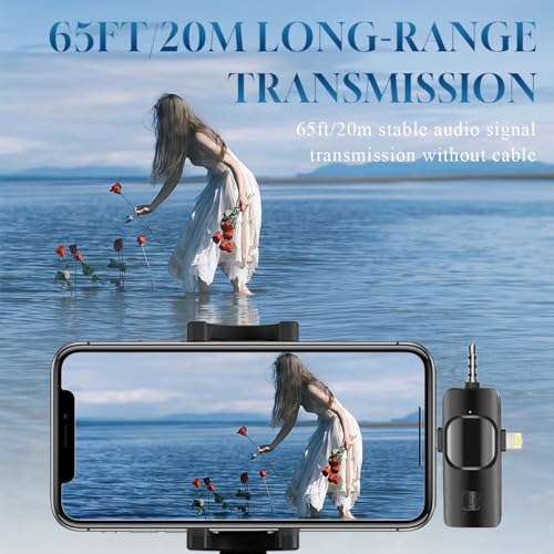3 in 1 Wireless Lavalier Microphone for iPhone, iPad, Android, Camera,12-Hour Battery, mini Noise Reduction Recording Mic 2.4G Ultra-Low Delay, Creator Microphone/ TikTok/YouTube Live Stream( 3 Pack)