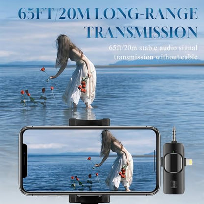 3 in 1 Wireless Lavalier Microphone for iPhone, iPad, Android, Camera,12-Hour Battery, mini Noise Reduction Recording Mic 2.4G Ultra-Low Delay, Creator Microphone/ TikTok/YouTube Live Stream( 3 Pack)