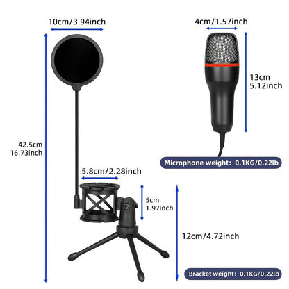 USB Gaming Microphone with RGB Lighting and Desktop Tripod, Plug and Play Mic for Computer Streaming Podcast Recording