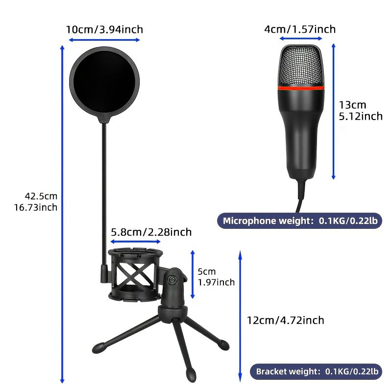 USB Microphone with RGB Light and Adjustable Tripod Stand, Plug and Play Mic for Desktop Laptop Streaming Recording