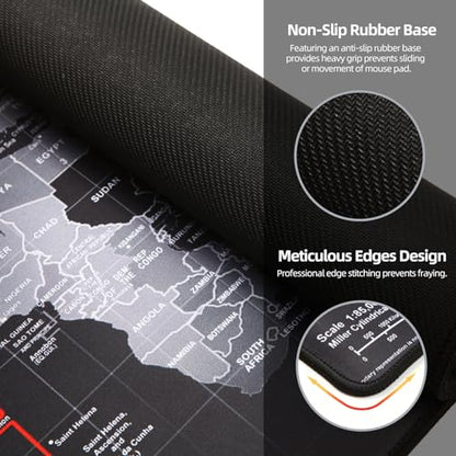 Large Gaming Mouse Pad with Stitched Edges,[35.4x15.7In] Extended Mouse Pad with Non-Slip Natural Rubber Base for Gamer/Desktop/Office/Home 90x40 MapJ - color: 90x40 MapJ