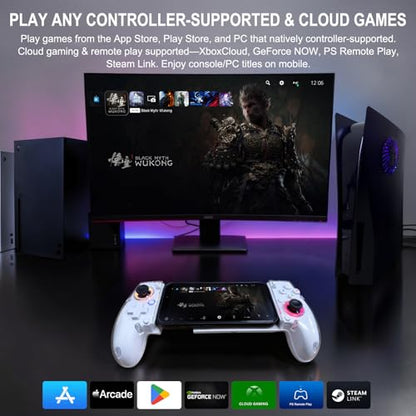 Joso Phone Controller for iPhone (All Model) & Android, Enhanced Grip, Case-Friendly Wireless Mobile Gaming Controller with 7 Color Lights, Turbo, 6-Axis, Dual Vibration - size: Wireless