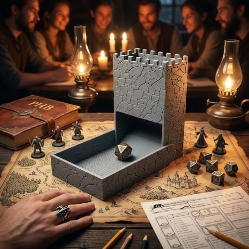 Foldable Dice Tower Compatible with Board Game, Collapsible Hexagonal Tabletop Dice Roller, Travel-Friendly Space-Saving Gaming Accessory for Settlers and Dice Games (Tower Only)