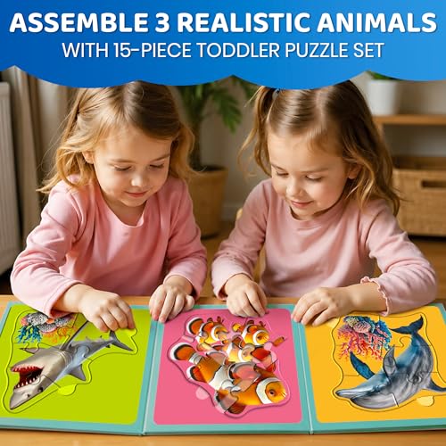 QUOKKA Step Up Magnetic Puzzles for Toddlers 1-3, Ocean Puzzle Set in One Book, Travel Games for Kids 3-5, Screen Free Toy for Toddlers and Preschoolers - color: Ocean