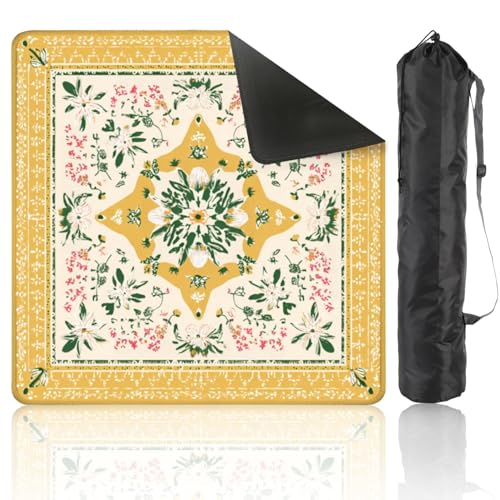 Mahjong Mat 31.5" x 31.5" Floral Mandala Design Yellow Green Accents Soft Pink Non-Slip Noise Reduction Mahjong Tiles Table Cover for Dominoes Poker Card Board and Tile Games - color: Color10