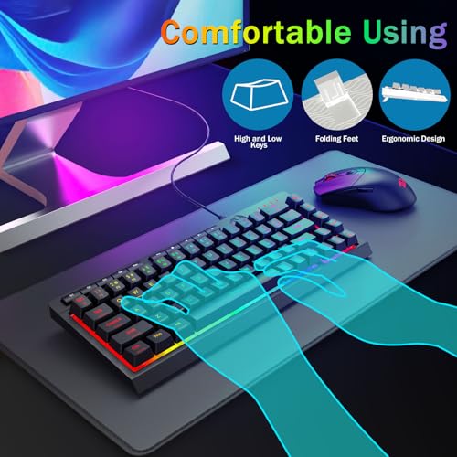 Redragon Wired Gaming Keyboard, RGB Backlit, 60% Compact Membrane Keyboard | Whisper-Quiet with Programmable Macro and Multimedia Keys, Anti-ghosting, Spill Resistant for Win/MAC/PS/Xbox