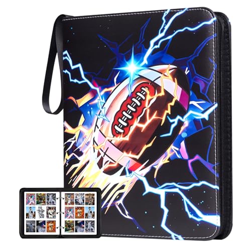 990 Pockets Football Card Binder, Sports Card Binder with Card Display Design, Card Storage Organizer Case Compatible with Trading Card and Other Sports Cards - color: 990-Football-1