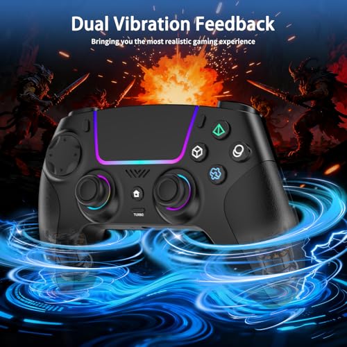 VidPPluing Wireless Controller Compatible with PS5/Android/IOS/MAC/Steam Deck, Gamepad with LED Lighting/Hall Effect Trigger/Turbo/Macro/Dual Vibration/3.5mm Headset Jack/1500 mAh Battery | Gamepad with LED Light/Hall Effect Joysticks/Turbo/Macro/Dual Vib