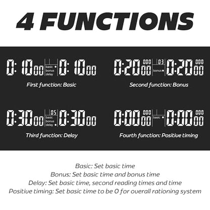 Generic Multifunctional Chess Clock, Professional Electronic Chess Timer, Portable Digital Chess Clock for Chinese Chess International Chess Board Go Game Gobang (Black)