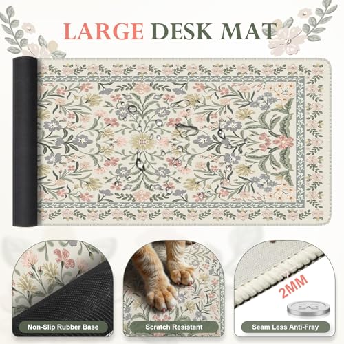 iLeadon Desk Protector Mat, Ergonomic Wrist Pad for Keyboard and Mouse | Non Slip Desk Mat with Wrist Rest, Extra Large Full Desk Mouse Pad with Coaster for Women Office, Cute Grey Design - color: Grey