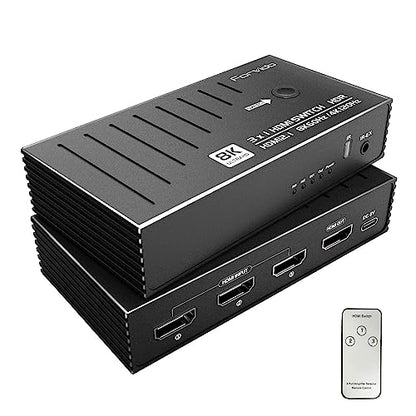 8K HDMI 2.1 Switch 3 in 1 Out & HDMI Splitter 3 in 1 Out with Remote Bidirectional Switcher - 4K 120Hz Auto Switching Hub for Gaming/HDR, Compatible with 8K/4K/HDCP 2.3, Support 4K 120Hz 4:4:4