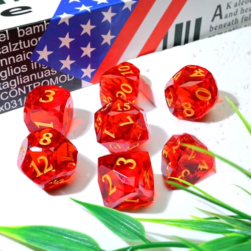 XENOLUX Polyhedral RPG Dice,Handmade Resin Red DND Dice Set for Dungeons and Dragons-RD Red - color: Rd-red