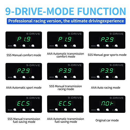 Throttle Response Controller, 9 Drive 9-Mode Smart Electronic Racing Pedal Accelerator for Dodge Challenger Charger Ram Durango Jeep Wrangler JK Grand Cherokee CHRYSLER (807)