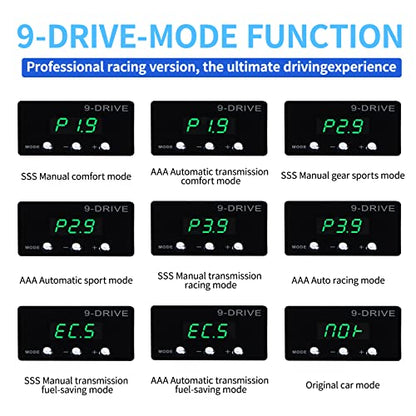 Throttle Response Controller, 9 Drive 9-Mode Smart Electronic Racing Pedal Accelerator for Dodge Challenger Charger Ram Durango Jeep Wrangler JK Grand Cherokee CHRYSLER (807)