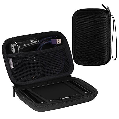 MoKo 5-Inch GPS Carrying Case for Garmin, TomTom & Magellan, Black | Hard Shell Protection, Shock-absorbing Oxford Fabric, Soft Velvet Lining, Mesh Pocket for Accessories - size: 5 Inch