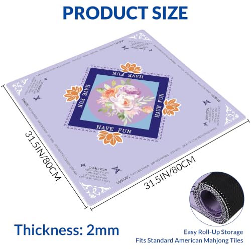 Mahjong Mat - 31.5Inch Mahjong Mat for Table, Anti-Wrinkle Non Slip Noise Reduction Gaming Mat with Carrying Bag, for Mahjong/Board Games/Poker/Dominoes/Card Games (Purple) - color: Purple