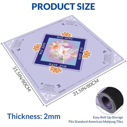 Mahjong Mat - 31.5Inch Mahjong Mat for Table, Anti-Wrinkle Non Slip Noise Reduction Gaming Mat with Carrying Bag, for Mahjong/Board Games/Poker/Dominoes/Card Games (Purple) - color: Purple