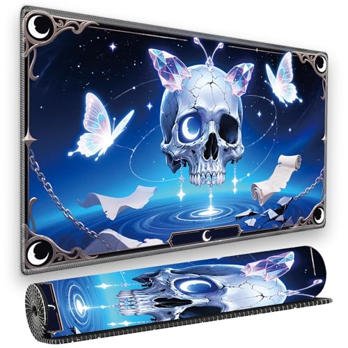 for MTG Playmat, for TCG Play Mat, 24 x 14 inches, Magic Game Card Mat Commander Playmat,Trading Card Inked Game Mat,Battle Game Rubber Non-Slip Mat - Skull Butterfly - color: Skull Butterfly