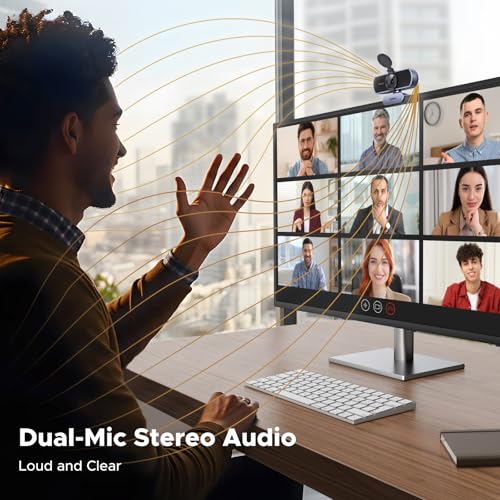 UGREEN 2K Webcam for PC Ultra HD 1080P Computer Webcam with Microphone | PC Camera with Privacy Cover, USB Web Camera for Streaming, Conference, Video Calling, Zoom,Teams, FaceTime - color: Grey