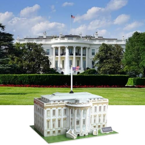Architecture World Famous of 3D Puzzle.Build Your Own Collection of 17 Global Landmarks (Notre Dame, Colosseum) - Educational DIY Model Kit for Kids & Adults. (The White House) - color: The White House