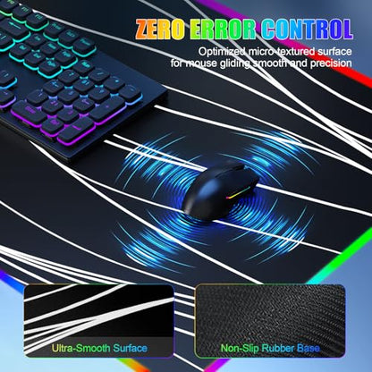 Mouse Pad with Foldable Phone Holder & Wireless Charger, XL RGB Gaming Mousepad 31.5"x11.8" Large Desk Mat for Keyboard, Home Desk Pad with Dual Qi Charging Station | 11 Colors & 5 Modes | Waterproof - color: 31.5x11.81"Phone Stand-Wave