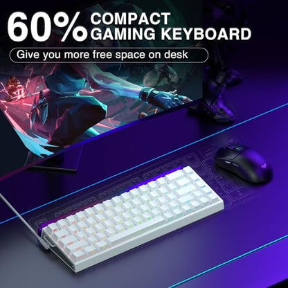 AULA Hero 68 HE 60% Gaming Keyboard Wired, Hall Effect Magnetic Switch Keyboard with Adjustable Actuation, Fast Trigger Mode, 8K Hz Polling Rate, 0.125ms Latency,Side Printed PBT Keycaps, RGB Backlit - color: White